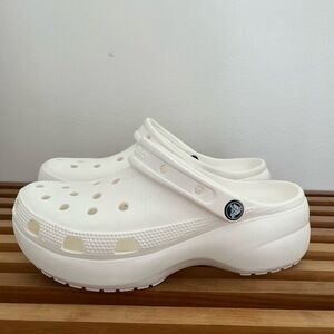 White Crocs Classic Platform Clogs